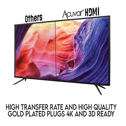 Acuvar Ултра Голема Брзина 3 ft HDMI Кабел Позлатени 4K @ 60Hz, Ултра HD, 1080p &засилувач; ЛАК Компатибилен Со Лаптоп, Игри КОМПЈУТЕР, Монитор,