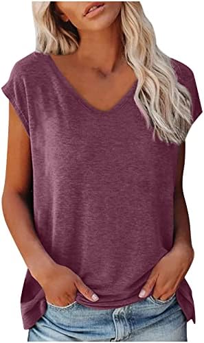 Маичка за блуза за девојчиња есен лето 2023 година облека без ракави памук vneck основно лабаво вклопување опуштено вклопување блуза