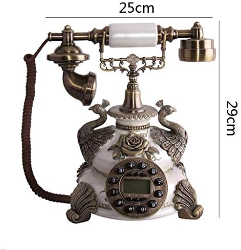 PDGJG Европски антички телефон, ретро гроздобер телефонски телефони Класичен биро фиксна телефон со реално време и приказ на лична карта за канцеларија за домашна дн