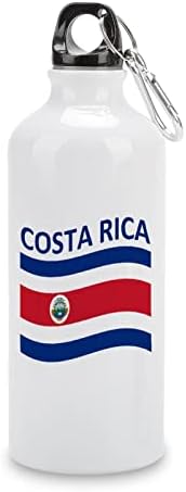 Знаме на Костарика Печатено шише со вода од алуминиум со капаци и карабинер за кампување со велосипеди кои патуваат