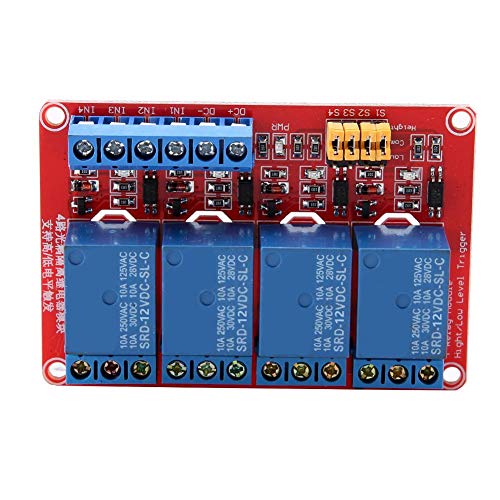 Module FtVogue 4 Channel Optocoupler Relay Module High & ниска табла за активирање [12V], реле