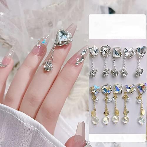 N/A луксузен циркон 3D украси за нокти Сјаен бисер дијамант кристал легура приврзок накит за дизајнирање на нокти додатоци