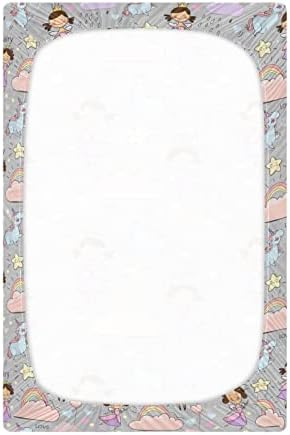 Бебе симпатичен лист со еднорог за девојчиња за момчиња, деца со душеци за деца, чаршафи, облечен во душек за креветчиња 2059
