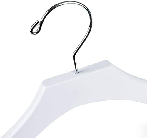 Квалитетна бела дрвена детска панталона закачалка 10-пакет, луксузен дизајн Chrome 360 ​​Swivel Hook