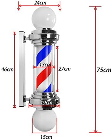 LED-трепкање на Muteiki Barber Pole, Barbershop LED знак сина бела црвена лента што ротира и осветлува, wallиден ламба салон за коса