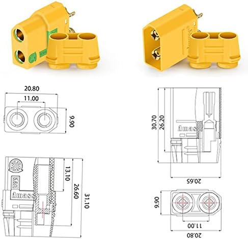 Amass 10 пар XT90S XT90-S XT90 конектор против машка женска конектор за батерија, олово и полнач на ЕСС и полнач