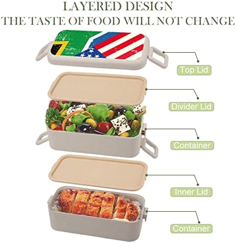 Американско знаме на Јужна Африка знаме двојно стабилно бенто кутија за ручек модерен бенто контејнер со сет за прибор