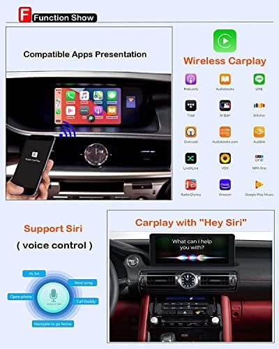 Безжичен Carplay Retrofit Cit Декодер За Lexus RX NX ES UX LS LX RC lc е GS RX350 RX300 NX300 ES350 ES300 Е250 2014-2019 Година, Поддршка Android Auto, Mirrorlink, Обратна Камера, YouTube