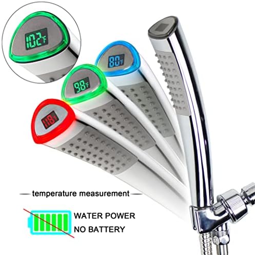 ЈО.Меи ЛЕД Термометар Рачни Туш Глави, Светло Напојувано Со Вода За Прикажување На Фаренхајт, Специјално За Туширање На Кожата, Туш За Деца И Миленичиња, Додатоци за