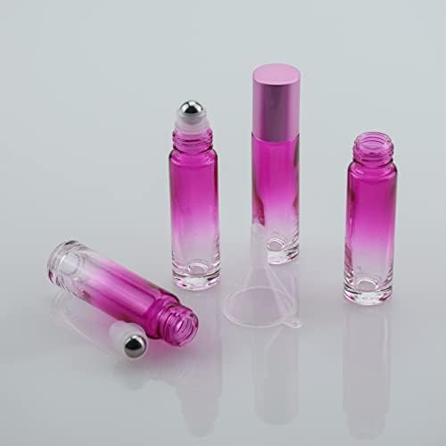 WWOLIFE 8PCS 10 ml Rose Rose Red Gradient Essentaulation Mail Roller шишиња Протек за протекување стакло шише со топчиња од не'рѓосувачки челик и анодизирана алуминиумска завртка капа за парфем?