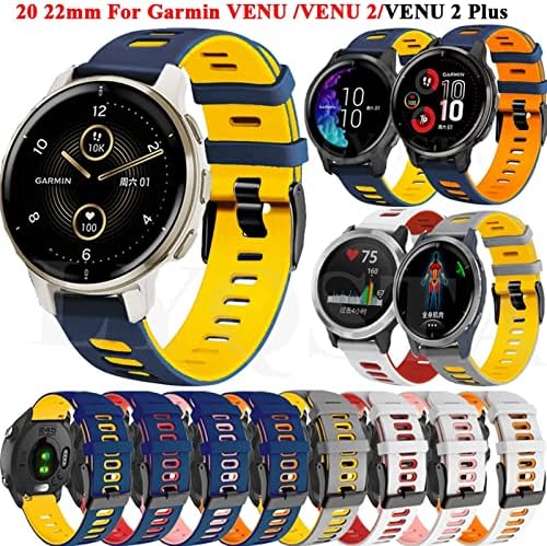 Eidkgd 20 22mm Watchband for Garmin Venu 2 Sport Spickband Forerunner 645 245 55 158 VivoActive 3 4 Silicone нараквица лента Venu 2 Plus Watchband