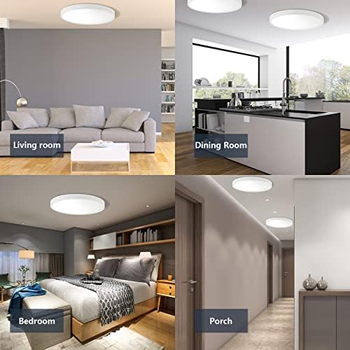 Anzny Dimmable LED Flush Flush Mount Filing Light со далечински управувач, 12-тина 24W близу до таванските светла, 2700K-6500K Color Selection ， осветлување на таванот за променлива таванот