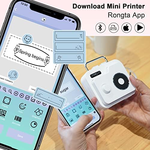 Производител на етикети Rongta Mini, преносна Bluetooth безжична етикетар машина со лента, рачен производител на налепници за етикети