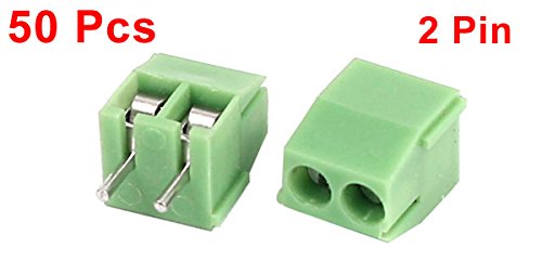 UXCELL 50 PCS 2 PIN TERRANGER TERRING BLOCK 3,5 mm PIST PANER PCB MONT GREEN