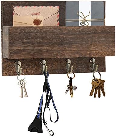 Држач за клуч на зоота за wallид со клучеви куки рустикални држачи за пошта, монтирана декоративна висина полица за wallид