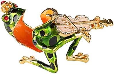 Qifu Симпатична жаба во стилот на жаби кутија со завиткана декоративна рака насликана емајлиран уникатен подарок за декор за домови