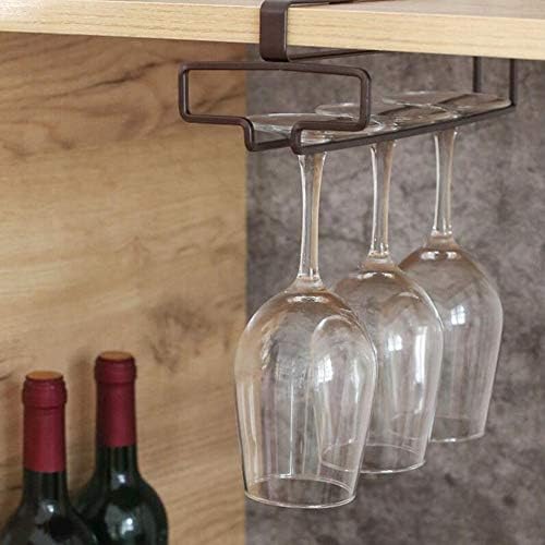 Стакло за вино што виси лавици Стебвер стакло држач за вино, Организатор Метал за кујна или бар за кабинет, 26 см/10inch