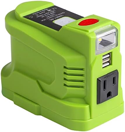 Btrui за генератор на инверторот Ryobi напојуван 150W за Ryobi Battery 18V до 110V/120V AC излез, преносен адаптер за полнач на изворот на енергија USB, за електроцентралата Ryobi со LED свет?