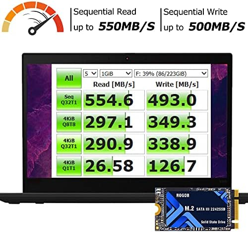 ROGOB 512GB M.2 SATA SSD 2242 NGFF B & M клуч Внатрешен погон на цврста состојба 6 GB/s за десктоп лаптоп компјутер