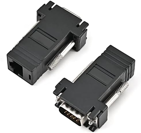 Fielect RJ45 до VGA Extender Adapter RJ45 Femaleенски enternet до DB15 Машко пристаниште за мултимедијално видео црно пакување од 10