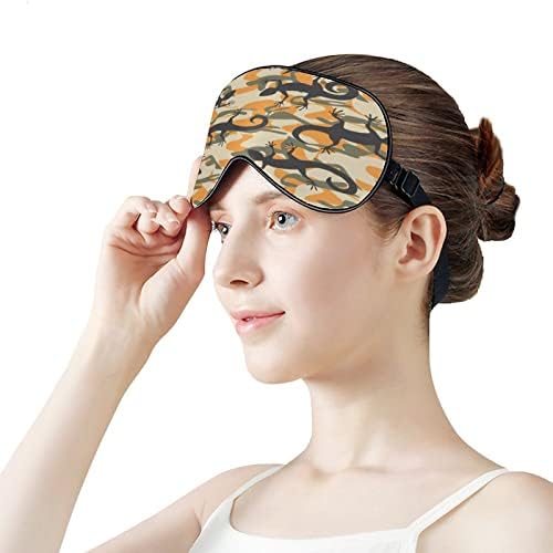 Камуфлажа на гуштер за спиење за слепите маски за очила, симпатична обвивка за сенка на очите со прилагодлива лента за жени мажи ноќ