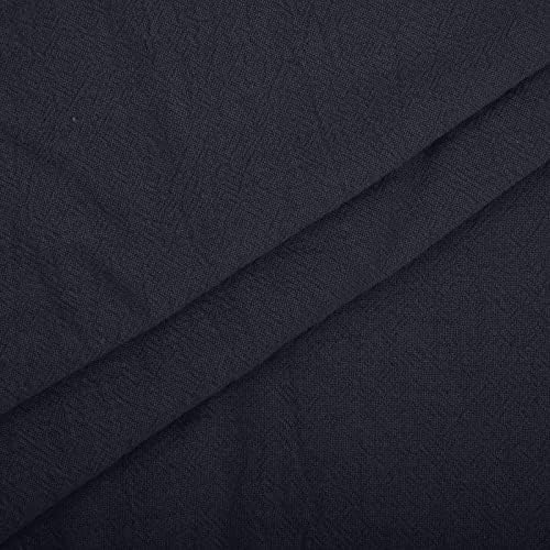 Женски памучни постелнина фустани со кошула Хенли плус големина V копче на вратот до лаптоп фустан фустан Поло кошула со џебови со џебови