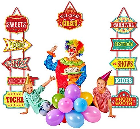 Катумо Карневалски Украси, 11 Парчиња Големи Циркуски Карневалски Знаци Ламинирана Циркуска Тема Партиски Знаци Карневалска Забава