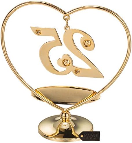 Matashi 24k злато позлатено убаво срце среќен роденден или среќен украс на маса, направен со оригинални кристали