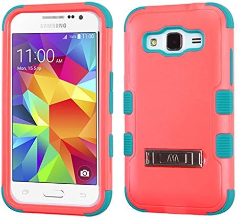 Asmyna Samsung G360 преовладува LTE Tuff Hybrid Phone Protector Cover со Stand - Пакување на мало - природно бебе црвено/тропски затегнување