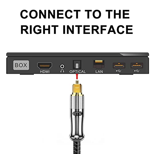 Оптички кабел ЕМК 24К позлатен оптички аудио кабел дигитален кабел Toslink SPDIF кабел компатибилен со ТВ, звук, домашно кино, Xbox, PS4 и многу повеќе