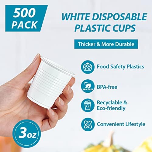 Лилимики 500 Пакување 3 Мл Пластични чаши за Еднократна Употреба, Чаши За Бања, 3 Унца Пластични Чаши За Миење Уста, Мали Чаши