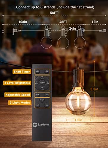 Надворешни Лед Стринг Светла Со Оддалечени 58 стапки Внатрешни Светла со 27 Светилки И Куки Отпорни на Кршење, Водоотпорни Кафулиња Бистро Градина
