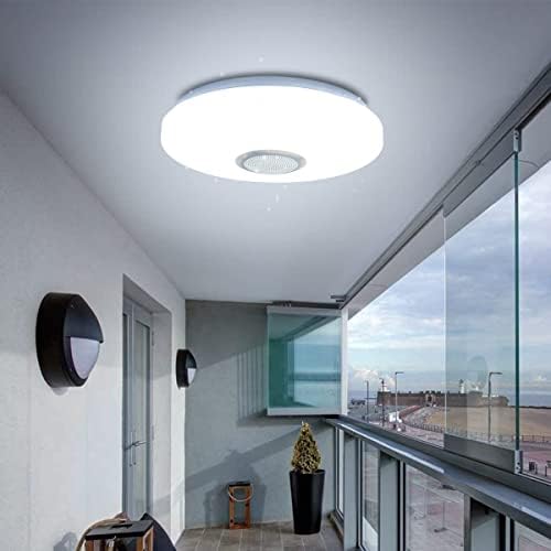 Mumeng 28cm LED тавански светло, 30W затемнето и промена на светлината на таванот со апликација за звучникот Bluetooth и тела за осветлување