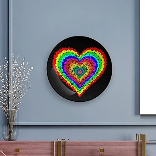 Ти-боја срце виси керамичка декоративна чинија со приказ за приказ Прилагодени годишнини за свадбени подароци за родители на двојки, нејзиниот