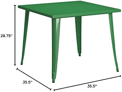 Флеш мебел комерцијална оценка 35,5 квадратна зелена метална табела за внатрешни работи