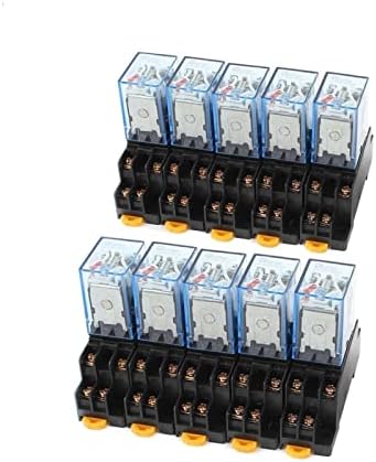 ESAAH 10SET MY4NJ DC 12v Калем 4NC 4nc Зелена LED Индикатор Моќ Реле Din Железнички 14 Пински База