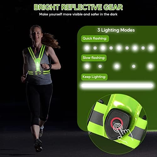 Рефлексивна опрема за трчање на Росгел, рефлексивен елек за трчање за жени и мажи, УСБ -полнење со голема видливост Рефлексивен елек