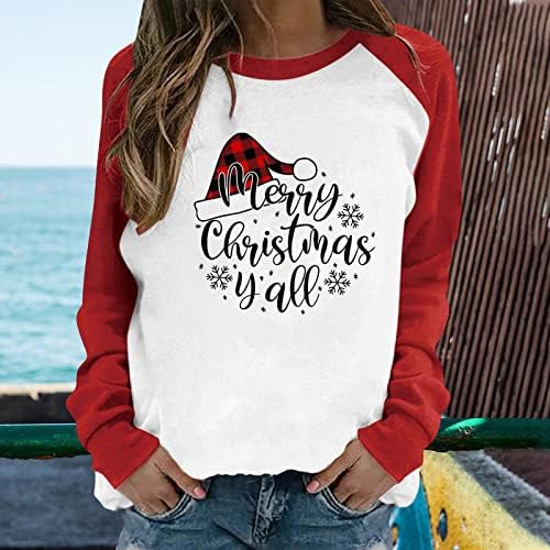 Среќен Божиќ, сите џемпери за жени со долги ракави, Крејнер, Божиќна празнична забава на врвот на смешни симпатични блузи со подморница