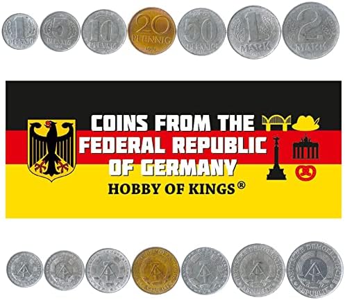 7 Монети од германска Демократска Република | Источногерманска Колекција На Монети 1 5 10 20 50 Пфениг 1 2 Марка | Циркулирана 1960-1990 | Даб Лист