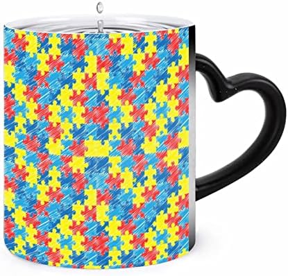Боја Аутизам Свест Загатка Кафе Кригла Керамички Боја Менување Чаша Чај Чаши За Канцеларија Дома Подароци