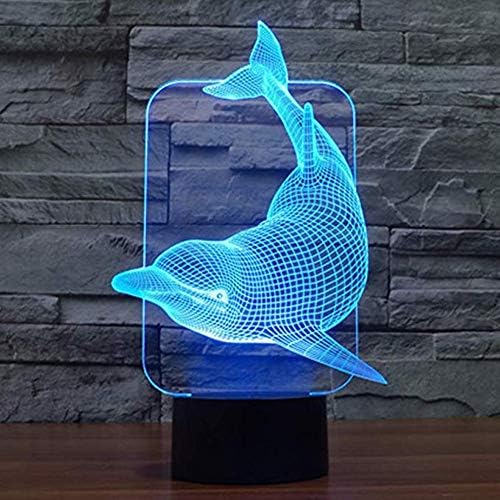 LLWWRR1 3D Оптичка илузија светилка ноќна илузија табела за табела 3 АА батерии или USB напојувано убав делфин Слика Акрилна материјална панел