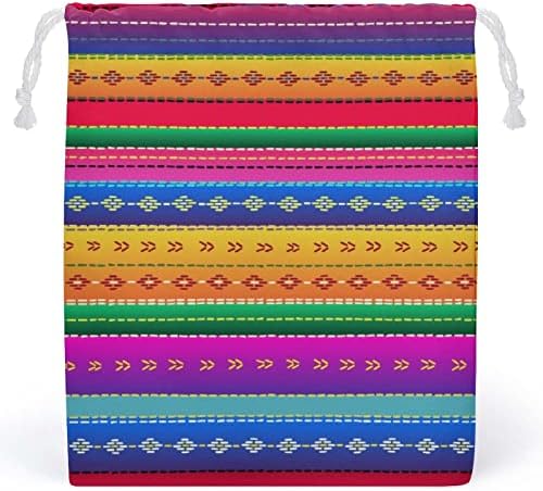 Етнички мексикански Шарени Ленти Платнена Торба За Складирање Торба За Влечење За Повеќекратна Употреба Торбичка Торбичка Торба За Намирници За
