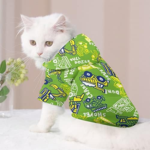 Симпатична булдожерска мачка со една парче кошула трендовски костум за кучиња со додатоци за домашно милениче
