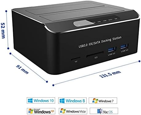 WSSBK DUAL Bay USB 3.0 ДО SATA IDE Надворешен Хард Диск Докинг Станица со 2-Порта Центар Читач На Картички 2.5/3.5 Инчен SATA/IDE HDD