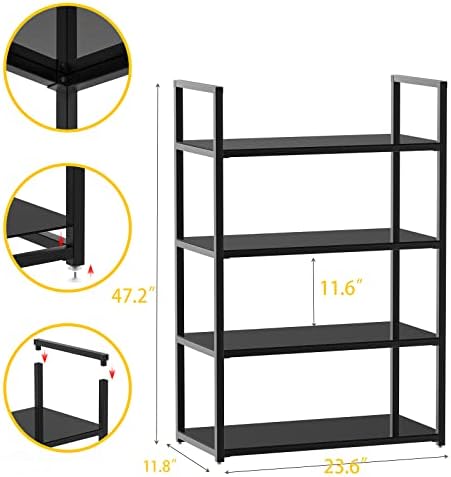 Единица за акрилно полици со 4-часови/алатка за складирање/метални полици/Организација повеќенаменска полица/одговара на подрумот/кујната/дневната соба, 23,6 W x 11.8 D X