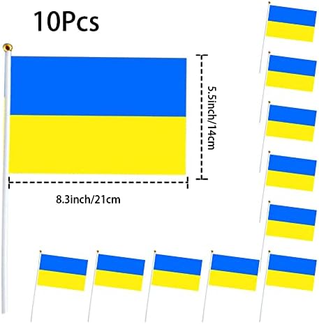 10 парчиња Украина рачно одржани знамиња 5.5x8.5in / 14 x21cm украински национални стапки за стапчиња на отворено затворен декор