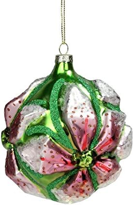 4 розово и зелено блескаво 3Д цвеќе Божиќен украс | РА магацин