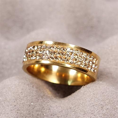 Koleso rose gold познат бренд циркон прстен 8мм половина круг три редови кристал 316L прстени за прсти за жени-56895