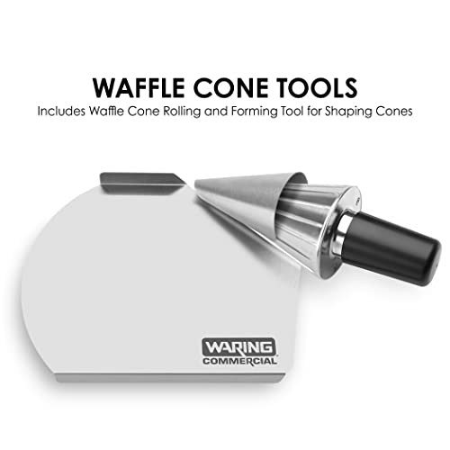 Waring Commercial Single Waffle Cone Coney, Heavy Die Die Cast Housing, Non Stick Plates, произведува 60 конуси од вафли на час, 120V,