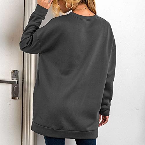 Женски Преголеми Лабави Пуловер Кошули Цврсти Дуксери Едноставни Обични Врвови На Блуза Со Долги Ракави На Екипажот